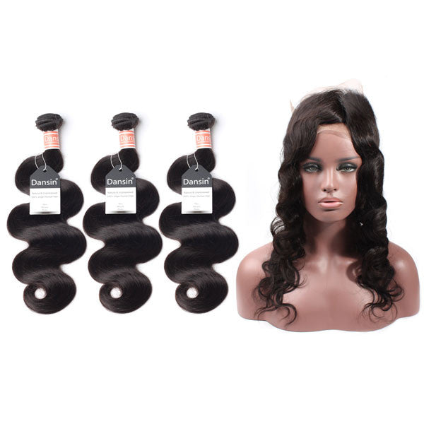 Luxury 10A Malaysian Body Wave Hair 3 Bundles With 1 Pc 360 Lace Frontal