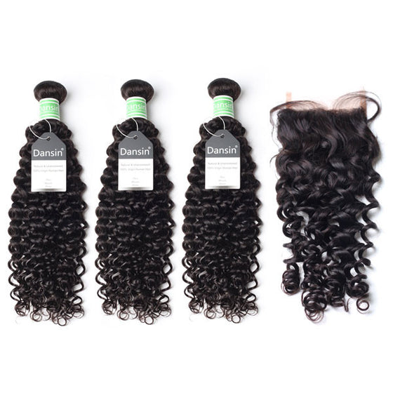 Luxury 10A Brazilian Curly Hair 3 Bundles With 1 Pc Lace Closure