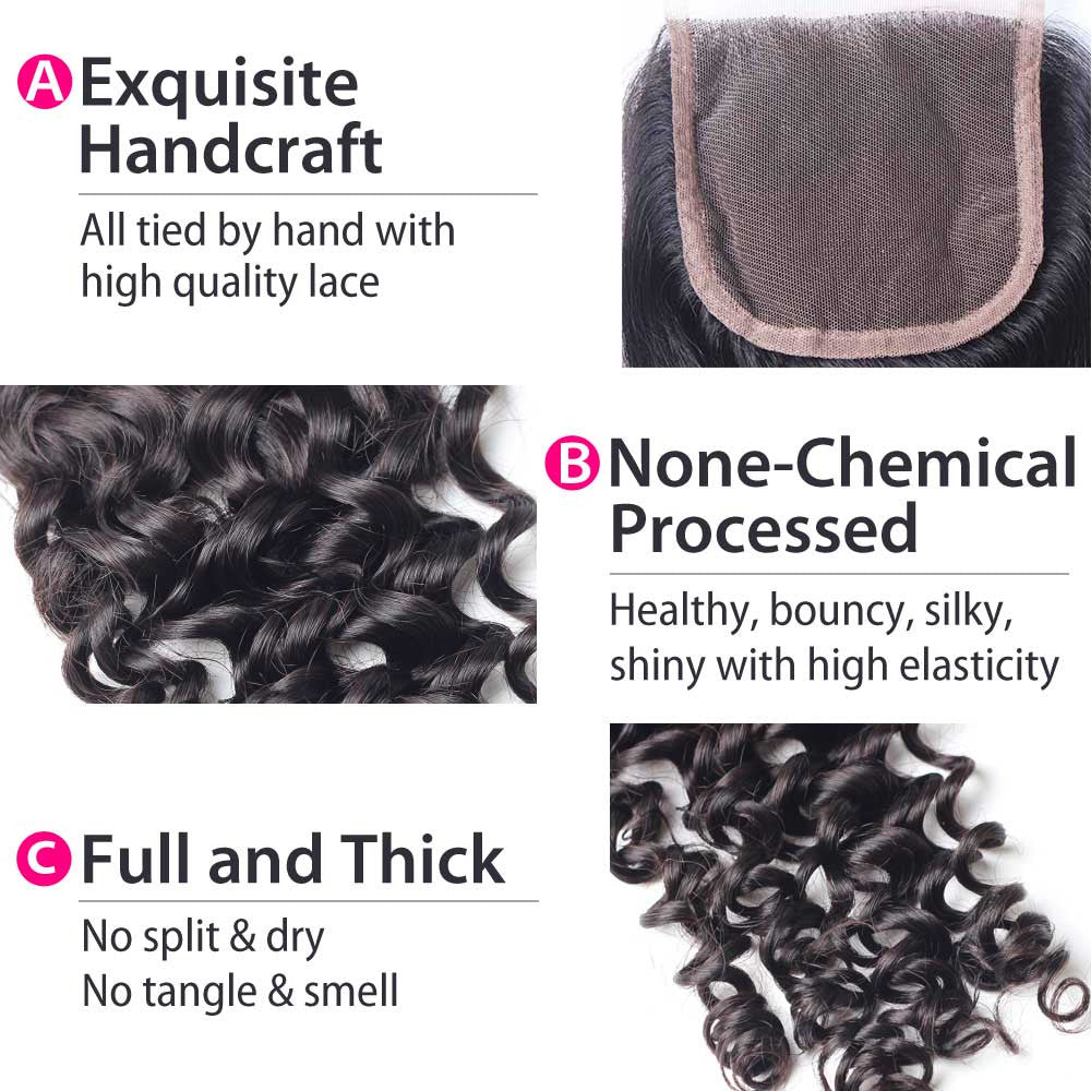 Luxury 10A Malaysian Curly Lace Closure Details