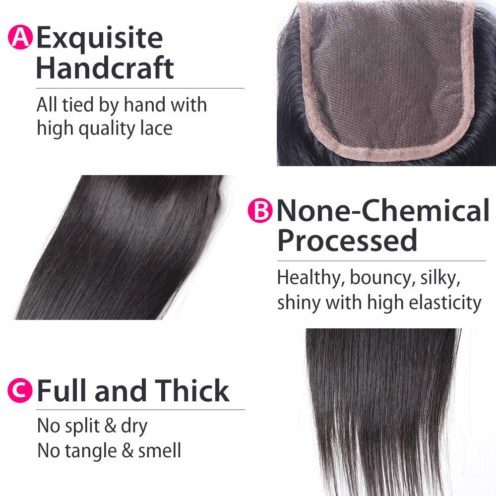 straight hair lace closure details
