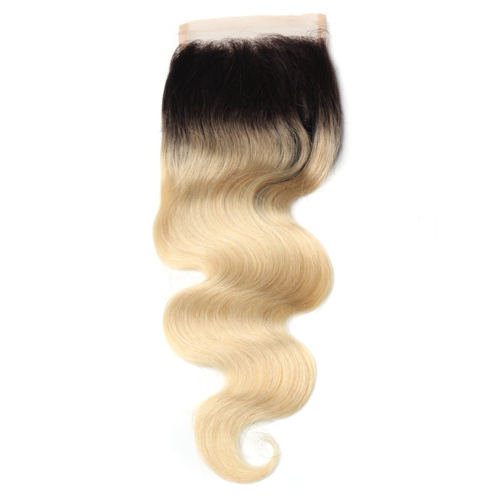 Luxury 10A 1B 613 Blonde Ombre Body Wave Lace Closure