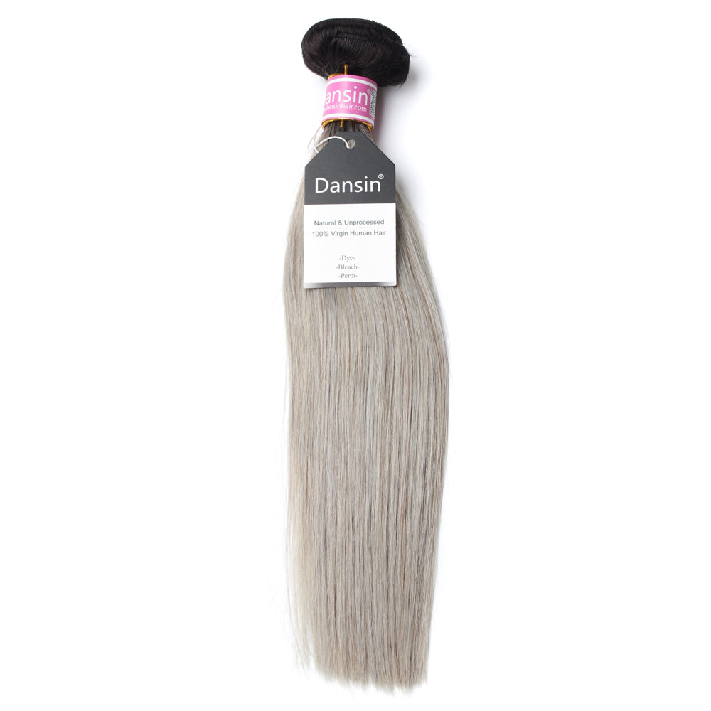 Luxury 10A Peruvian 1B Gray Ombre Straight Hair 1 Bundle