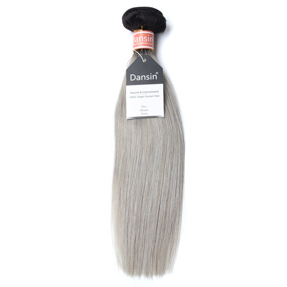 Luxury 10A Malaysian 1B Gray Ombre Straight Hair 1 Bundle