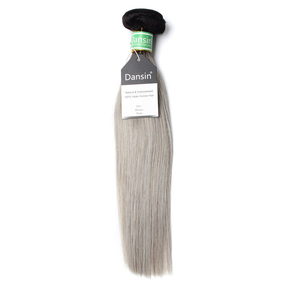Luxury 10A Brazilian 1B Gray Ombre Straight Hair 1 Bundle