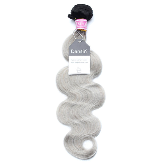 Luxury 10A Peruvian 1B Gray Ombre Body Wave Hair 1 Bundle