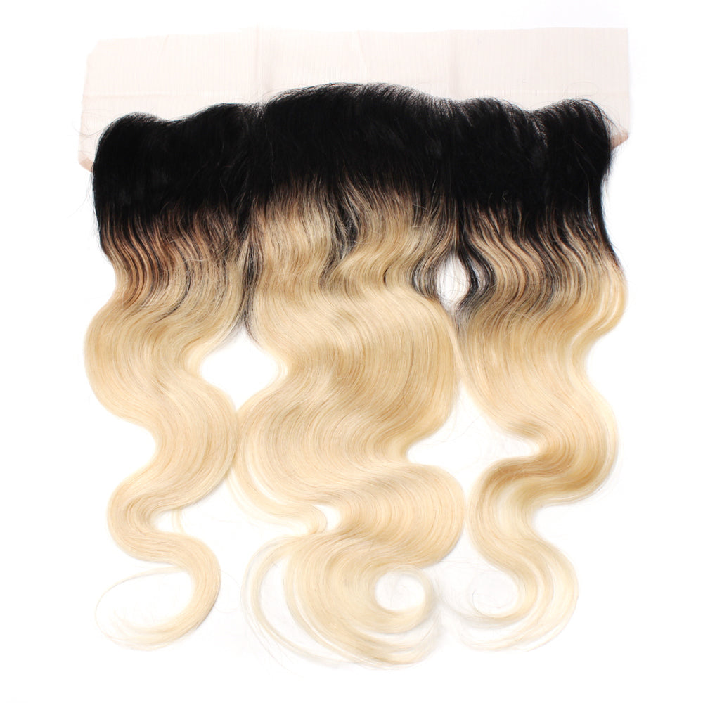 Luxury 10A 1B 613 Blonde Ombre Body Wave Lace Frontal Back