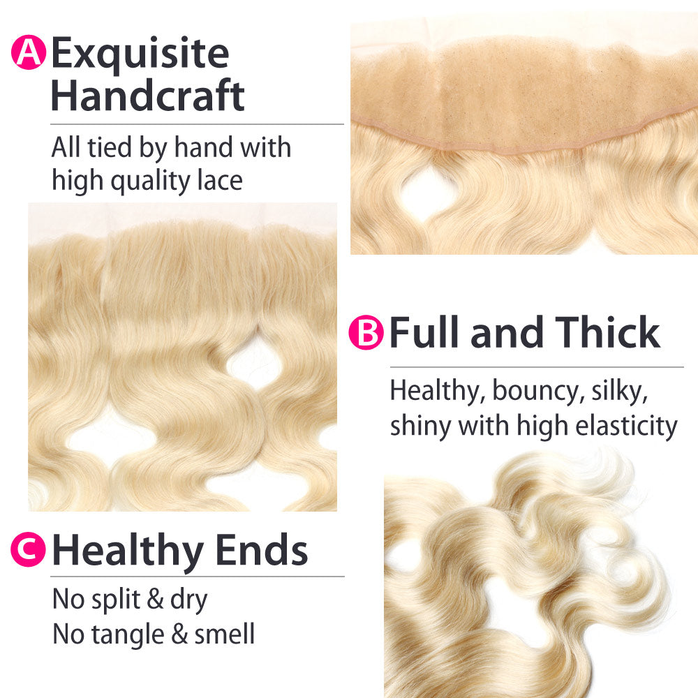 Luxury 10A 613 Blonde Body Wave Lace Frontal Details