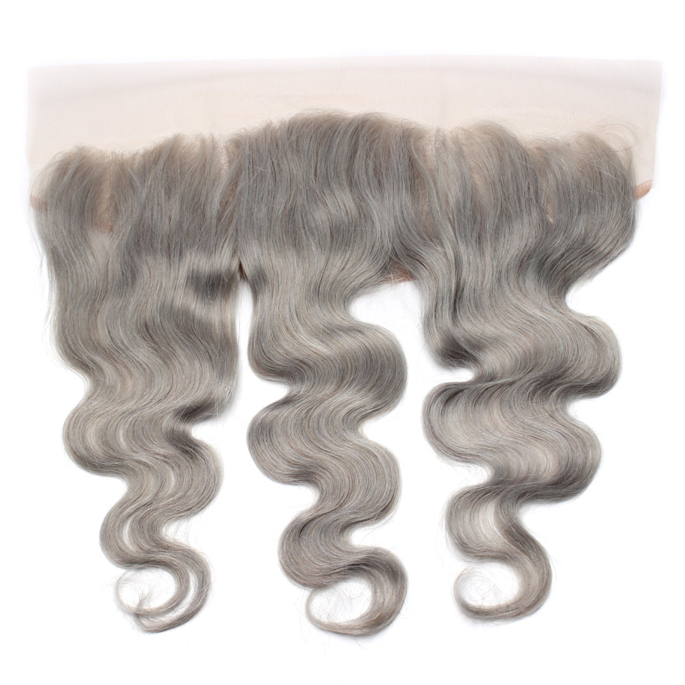 Luxury 10A Pure Gray Body Wave Lace Frontal