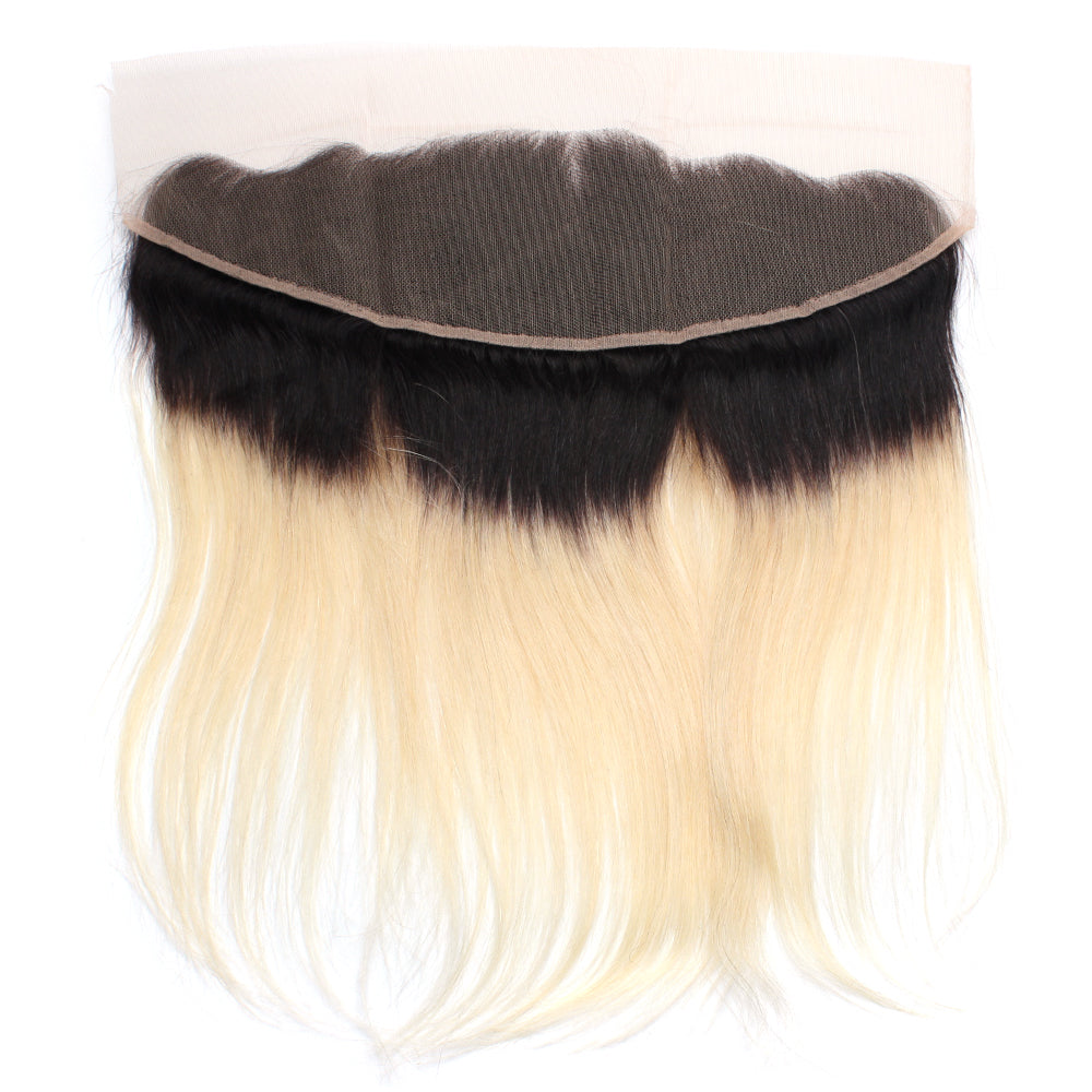Luxury 10A 1B 613 Blonde Ombre Straight Lace Frontal Back