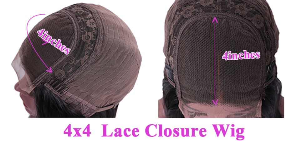 Luxury Human Hair 4×4 Closure Wigs Transparent Lace & HD Lace