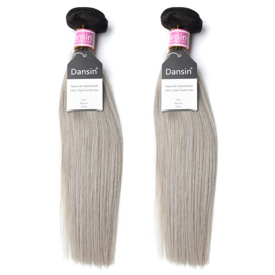 Luxury 10A Peruvian 1B Gray Ombre Straight Hair 2 Bundles