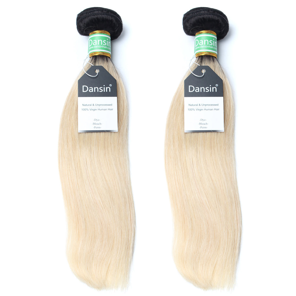 Luxury 10A 1B 613 Blonde Ombre Brazilian Straight Hair 2 Bundles