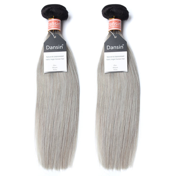 Luxury 10A Malaysian 1B Gray Ombre Straight Hair 2 Bundles