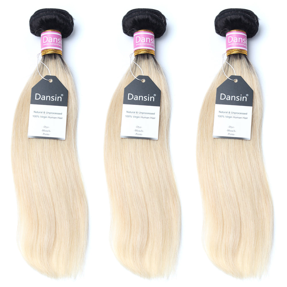 Luxury 10A 1B 613 Blonde Ombre Peruvian Strtight Hair 3 Bundles