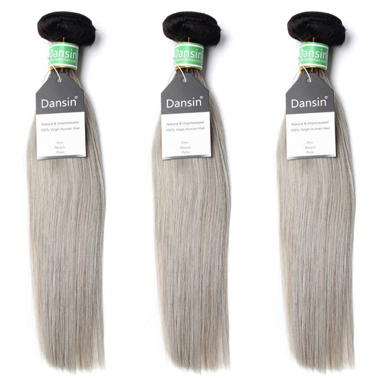Luxury 10A Brazilian 1B Gray Ombre Straight Hair 3 Bundles