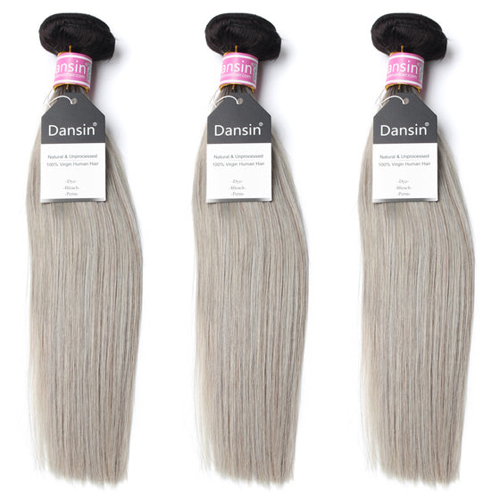 Luxury 10A Peruvian 1B Gray Ombre Straight Hair 3 Bundles