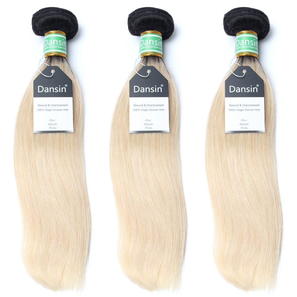 Luxury 10A 1B 613 Blonde Ombre Brazilian Straight Hair 3 Bundles