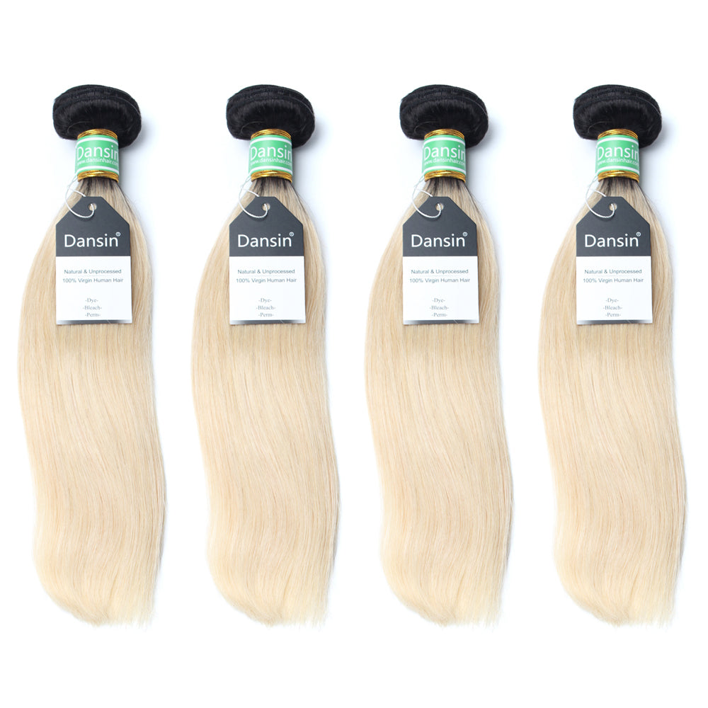 Luxury 10A 1B 613 Blonde Ombre Brazilian Straight Hair 4 Bundles