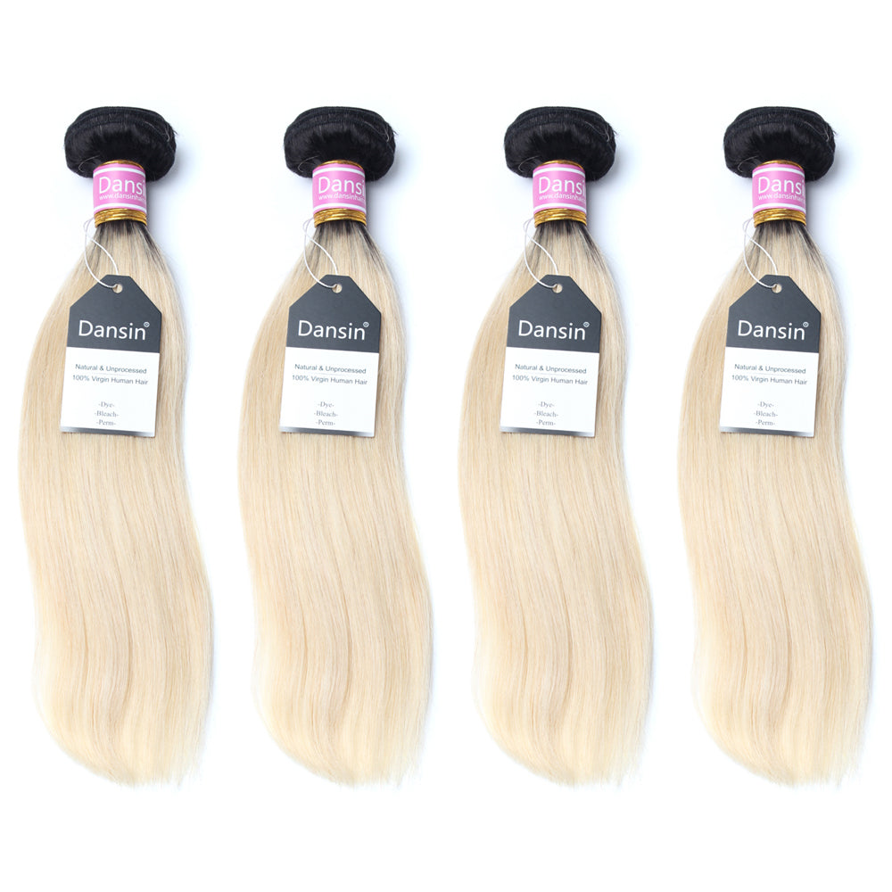 Luxury 10A 1B 613 Blonde Ombre Peruvian Straight Hair 4 Bundles