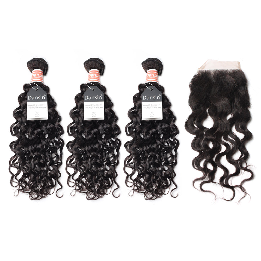 Luxury 10A Malaysian Natural Wave Hair 3 Bundles With 1 Pc Lace Closure