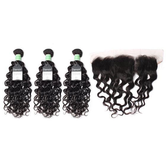 Luxury 10A Brazilian Natural Wave Hair 3 Bundles With 1 Pc Lace Frontal