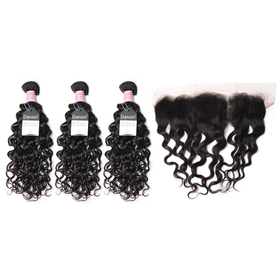Luxury 10A Peruvian Natural Wave Hair 3 Bundles With 1 Pc Lace Frontal