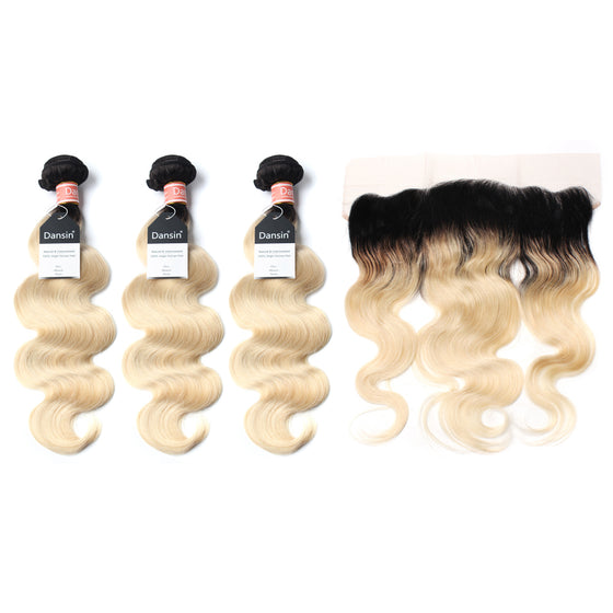 Luxury 10A 1B 613 Blonde Ombre Malaysian Body Wave Hair 3 Bundles With 1 Pc Lace Frontal
