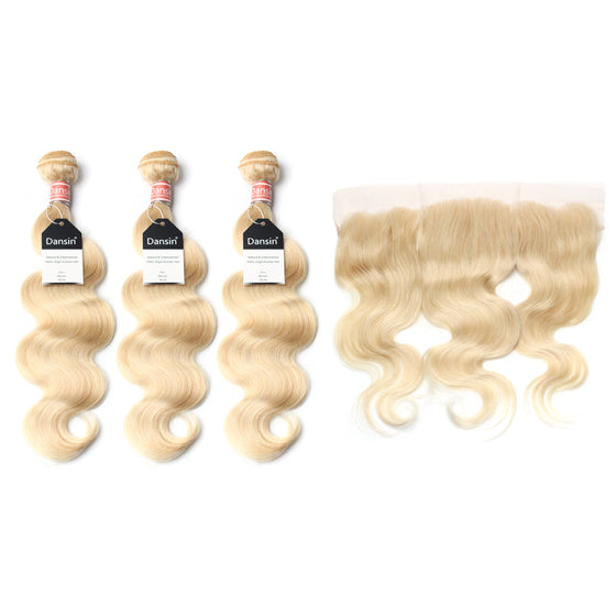 Luxury 10A 613 Blonde Malaysian Body Wave Hair 3 Bundles With 1 Pc Lace Frontal