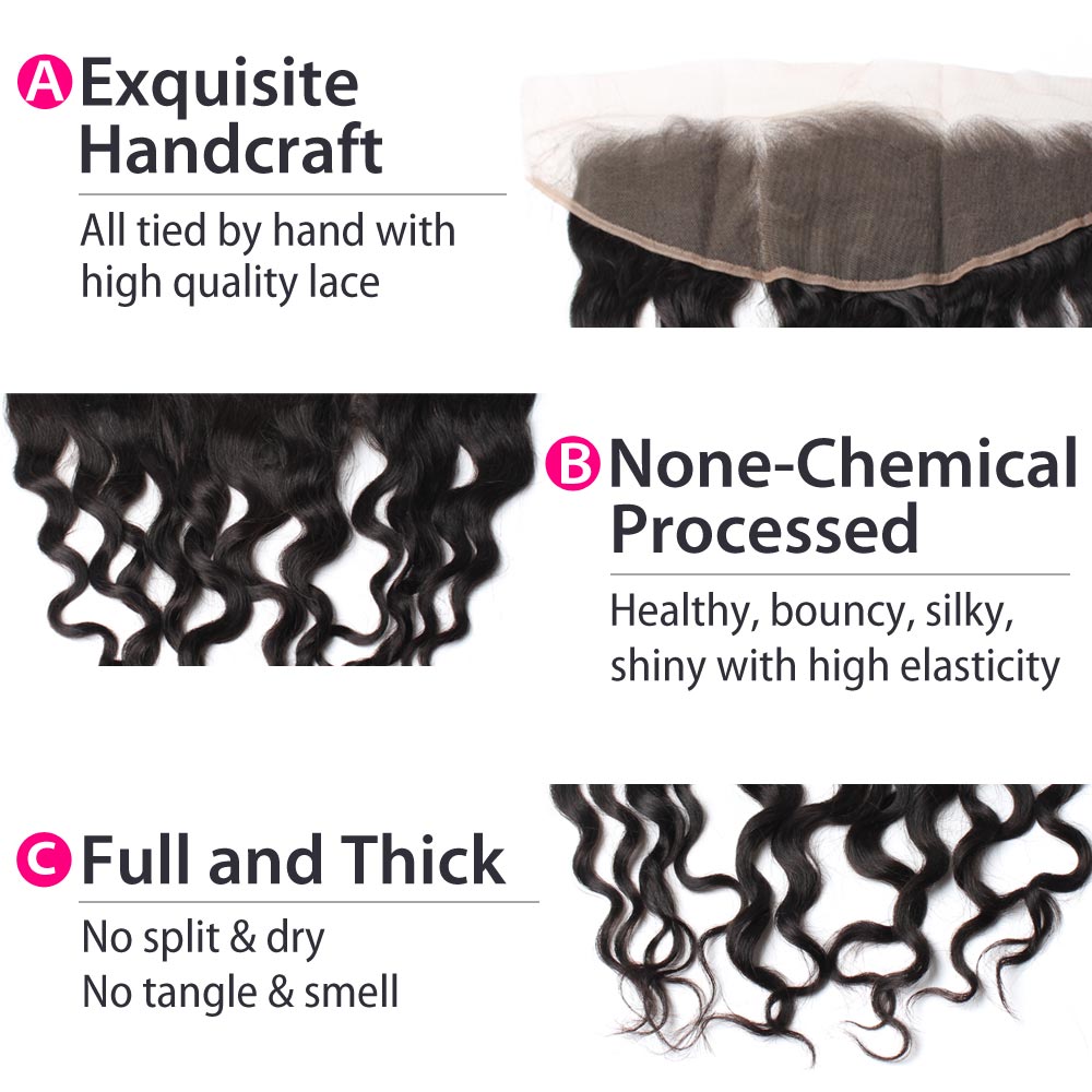 Luxury 10A Brazilian Natural Wave Lace Frontal Details
