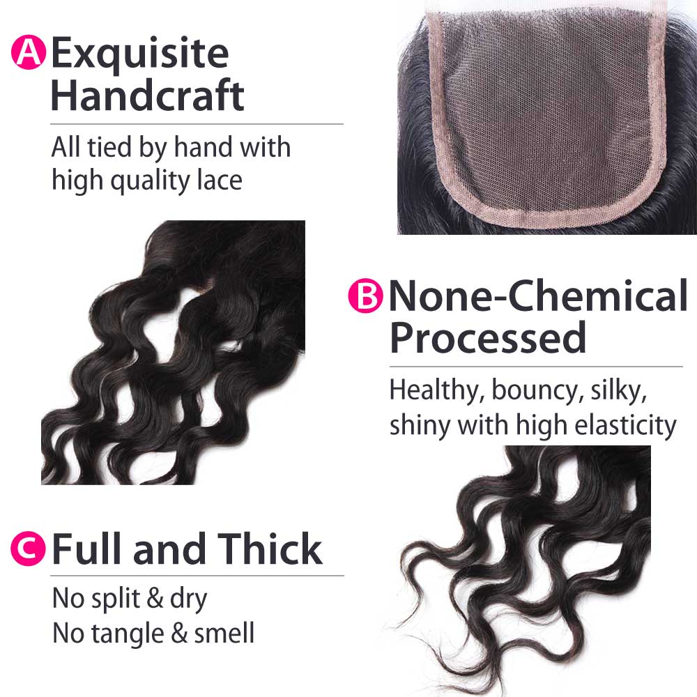 Luxury 10A Peruvian Natural Wave Hair Lace Closure Details