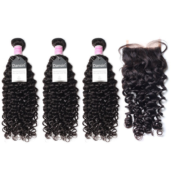 Peruvian Curly Hair 3 Bundles With 1 Pc Lace Closure