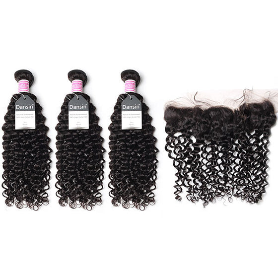 Peruvian Curly Hair 3 Bundles With 1 Pc Lace Frontal