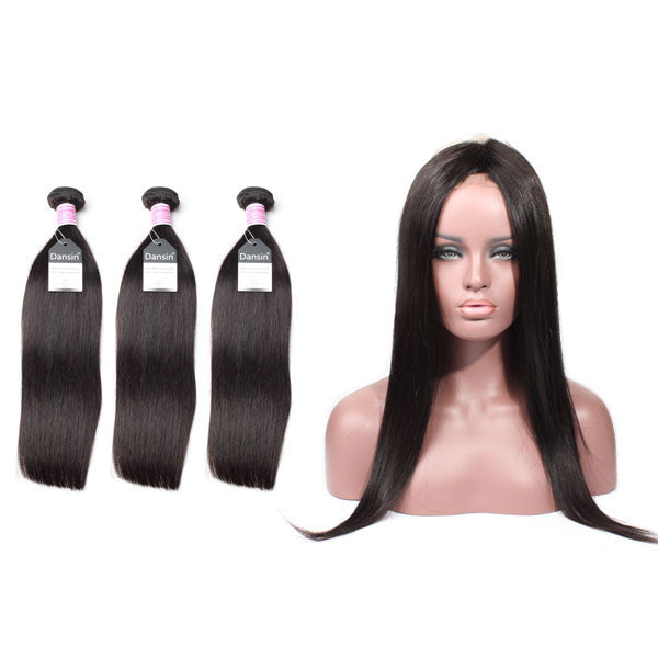 Luxury 10A Peruvian Straight Hair 3 Bundles With 1 Pc 360 Lace Frontal